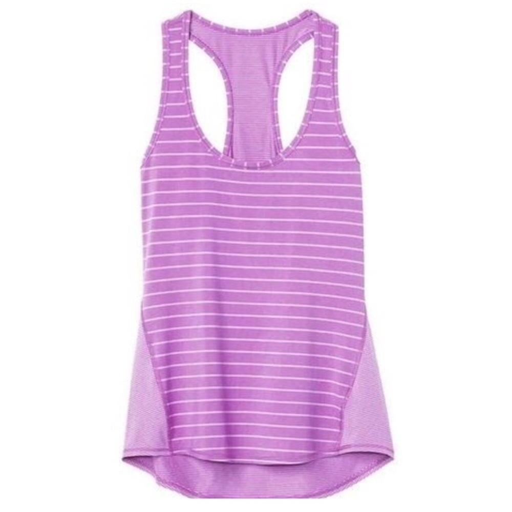 NWT ATHLETA Chi Tank Top Varied Jazz Stripe Wild Iris Size Small